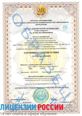 Образец сертификата соответствия Курагино Сертификат ISO 9001